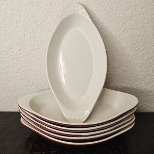 Oval Au Gratin Dish Chefsware Maroon White Made in USA set of 6